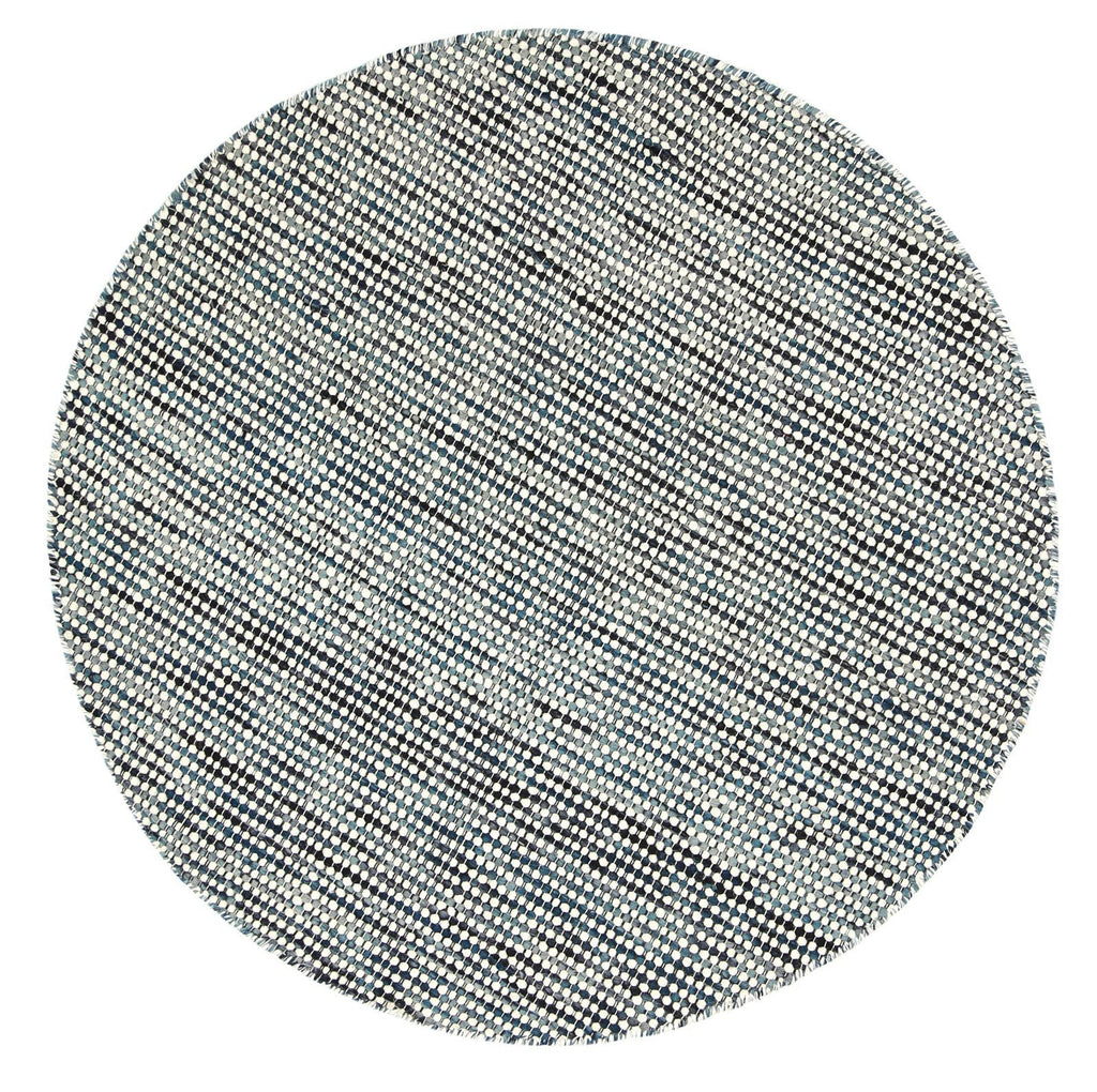 Scandi Teal Reversible Wool Round Rug